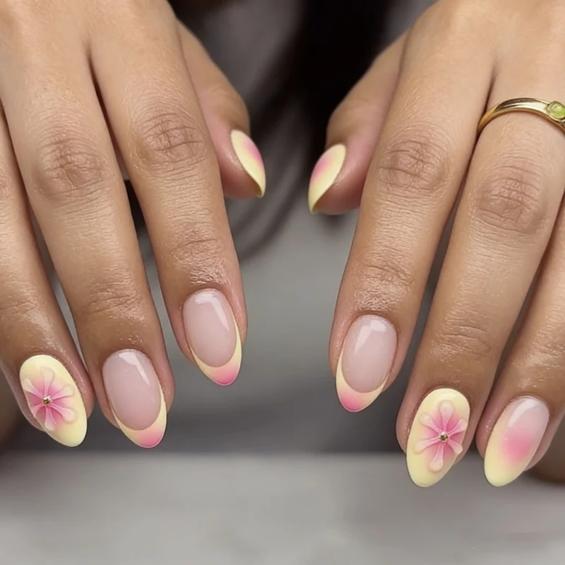 Dekorative Floral Stiletto Press-On Nägel