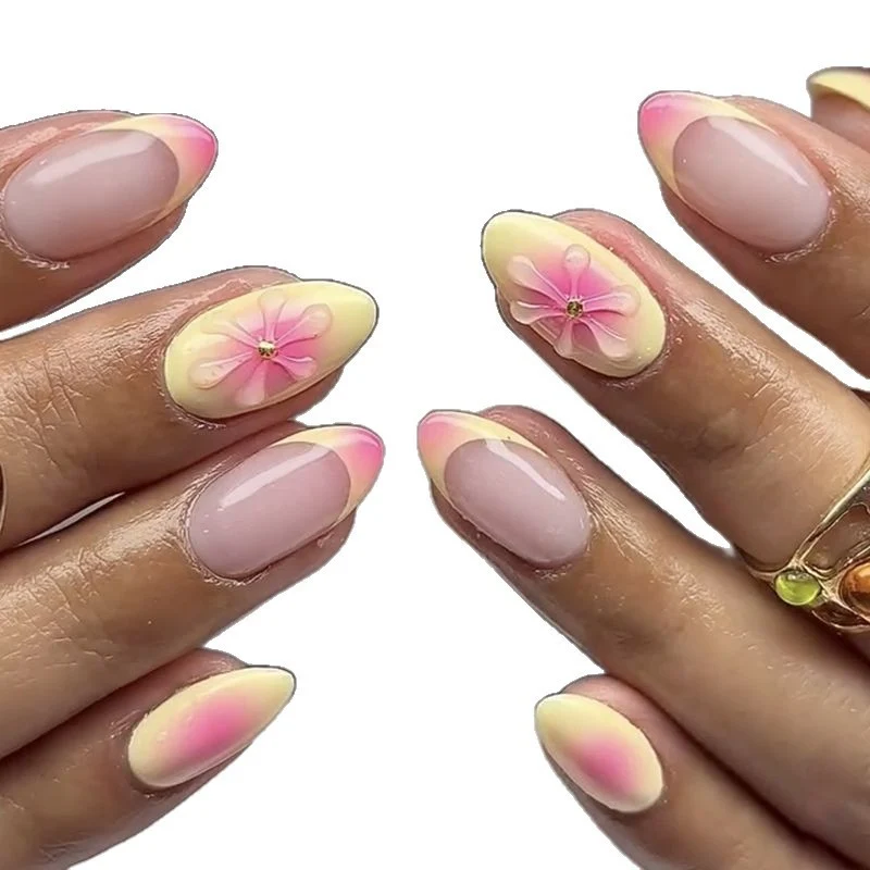 Dekorative Floral Stiletto Press-On Nägel