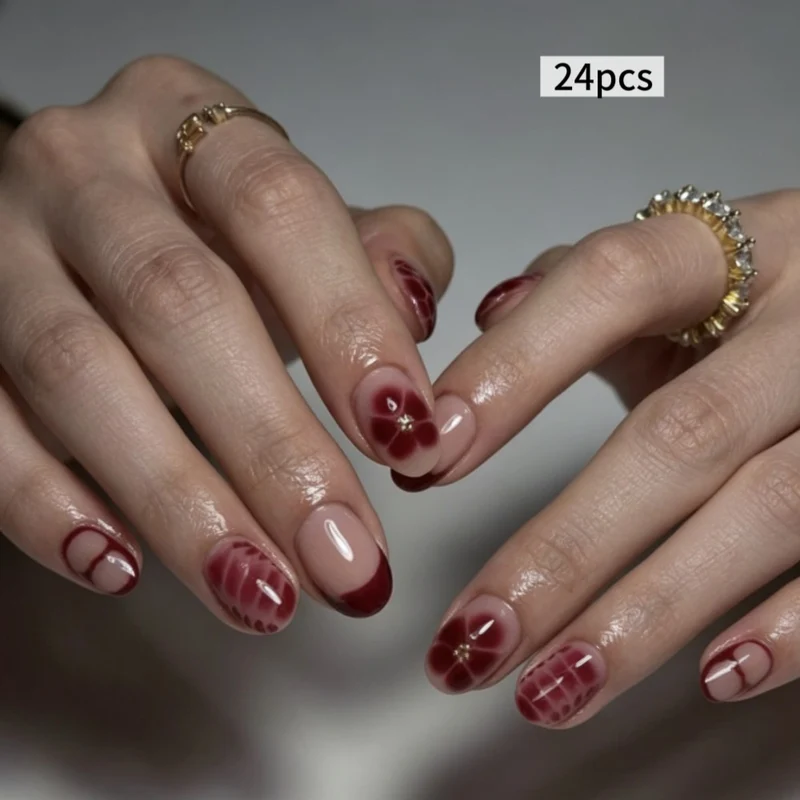 Dekorative Blumen Press-On Nagelverzierungen