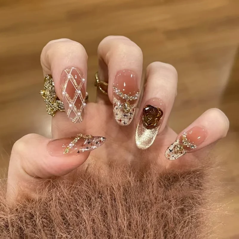 Dekorative Bling Press-On Nagelset