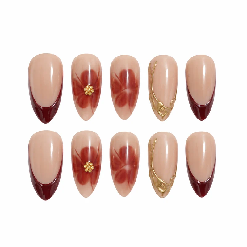Chic Florale Nagelkunst Verlängerungen