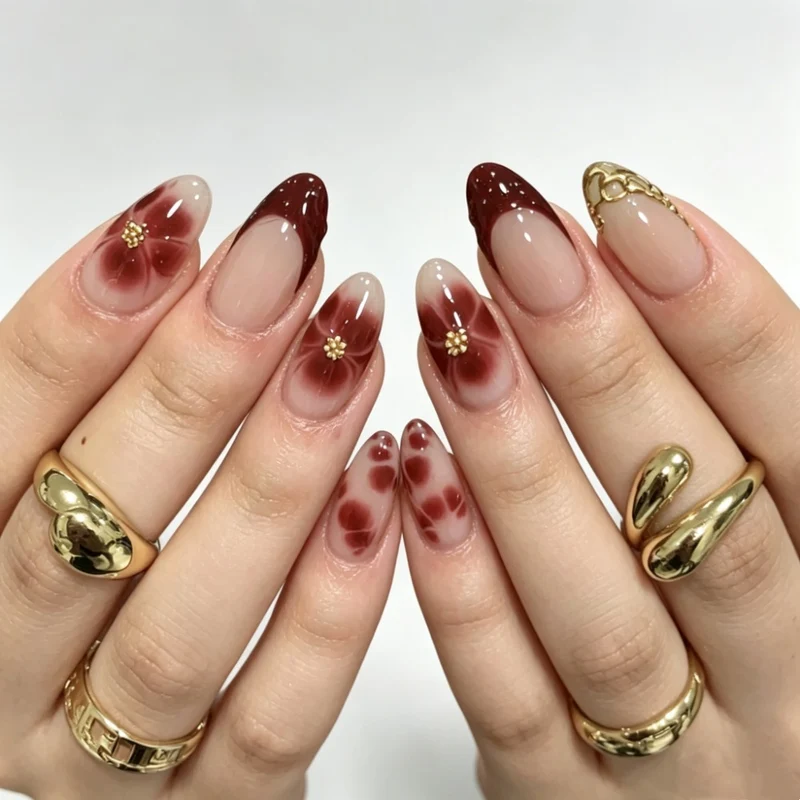 Chic Florale Nagelkunst Verlängerungen