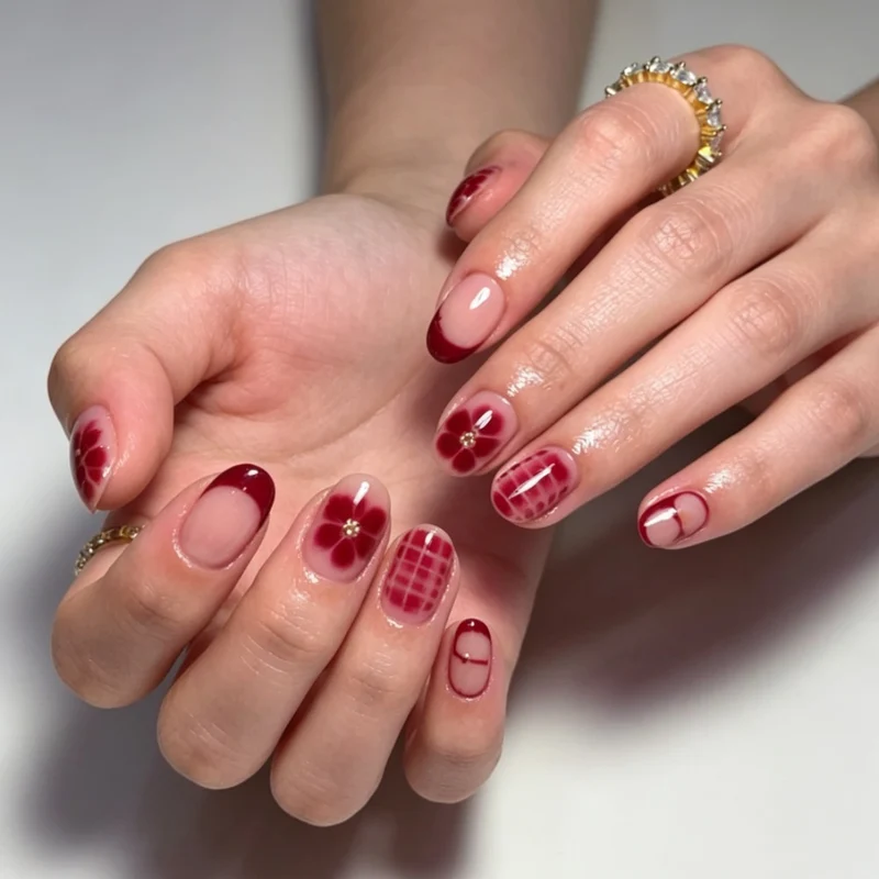 Künstlerische Blumennagelverlängerungen
