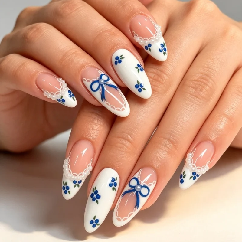 Künstlerische florale Gel-Nail-Verstärkungen