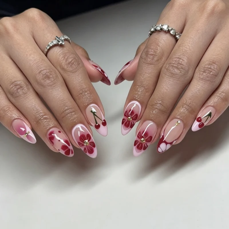 Künstlerische florale Gel-Nagelkunst