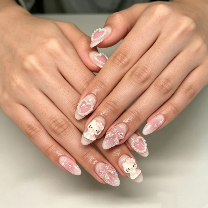 Künstlerisch verzierten Nagelverlängerungen