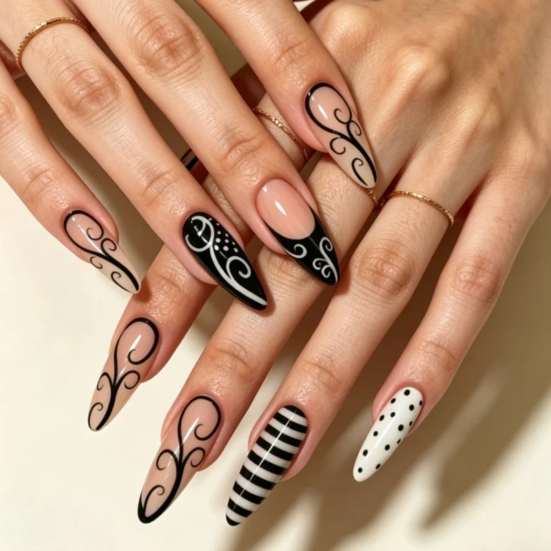 Künstlerische abstrakte Nagelverzierungen