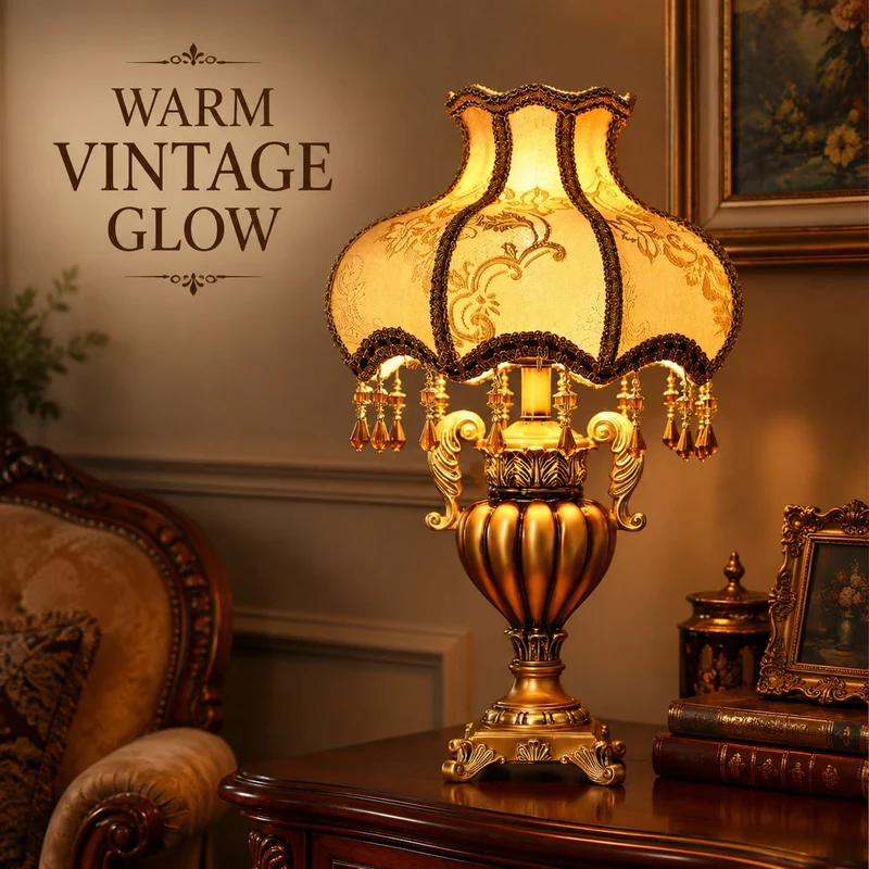 Vintage florale Tischlampe