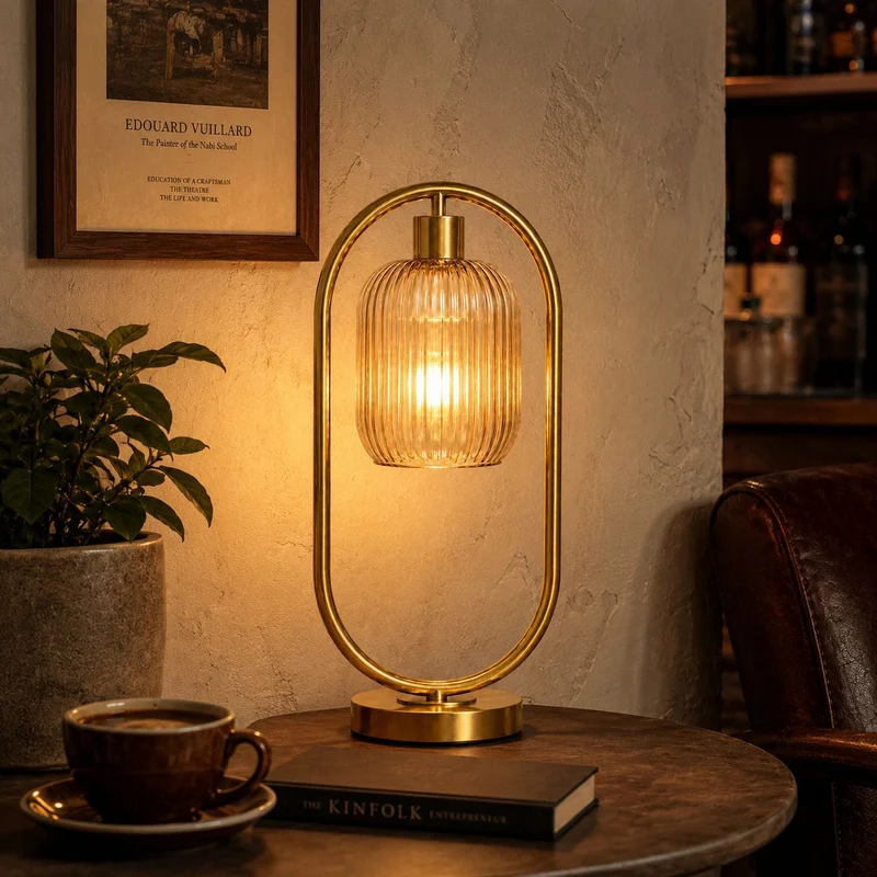 Moderne Glas Rippentischlampe