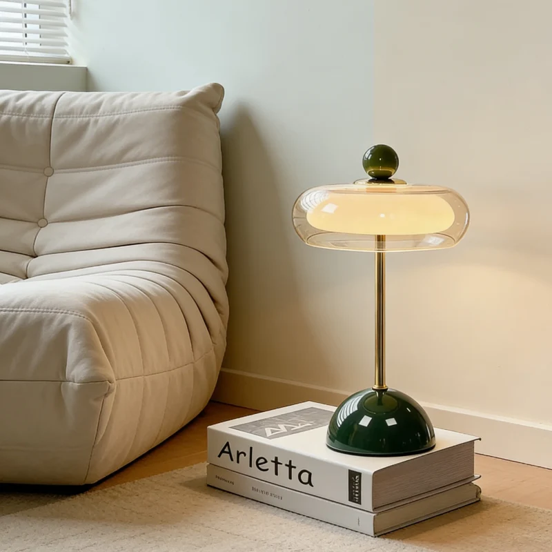 Vintage-inspirierte Glas-Tischlampe