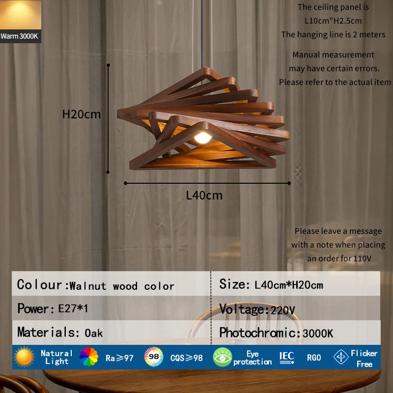 Künstlerische Holz Pendelleuchte
