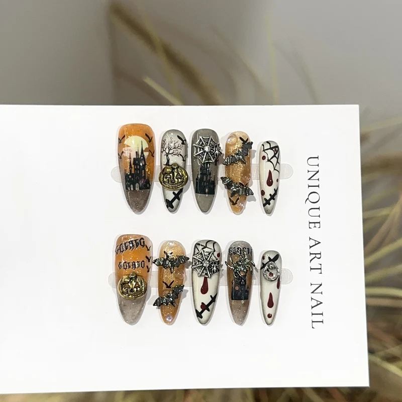 Gothic-inspiriertes thematisches Press-On-Nagelkunst-Set
