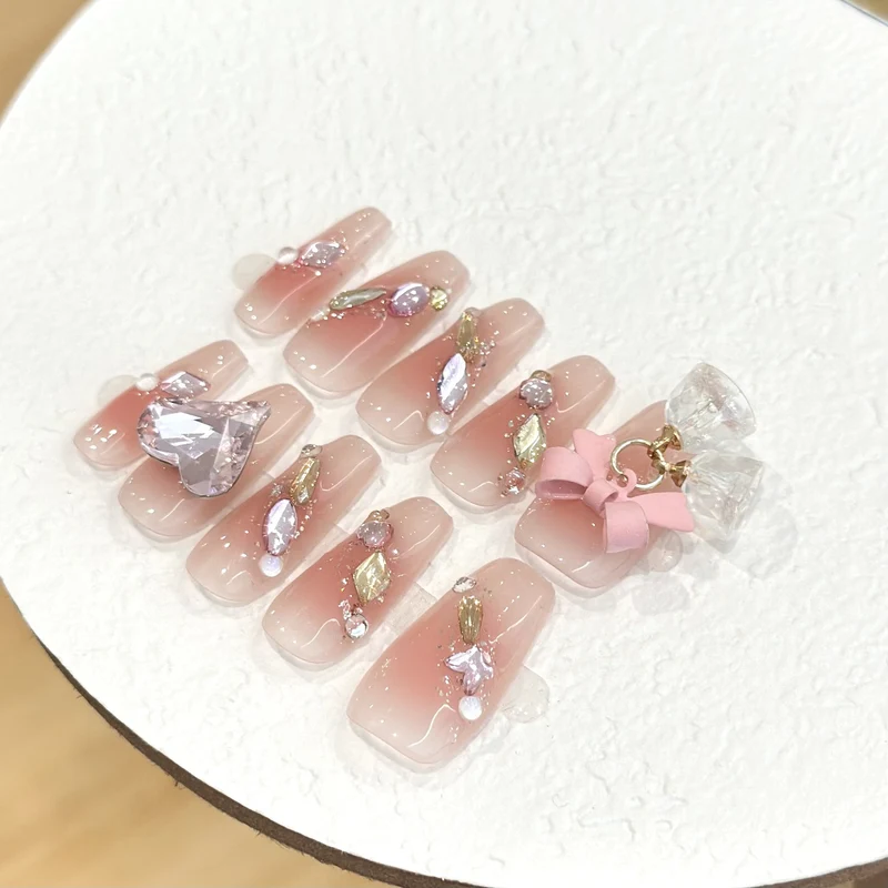 Glitzerndes handgefertigtes Press-On-Nagelset