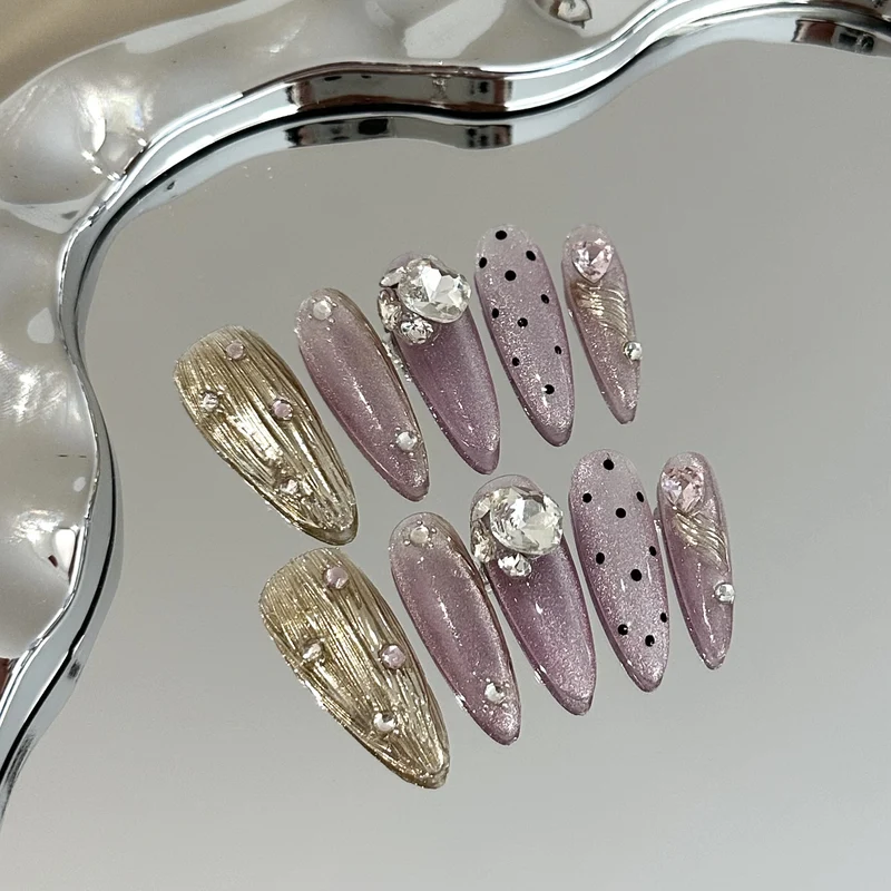 Glamouröse mit Strass besetzte Press-On Nagelset