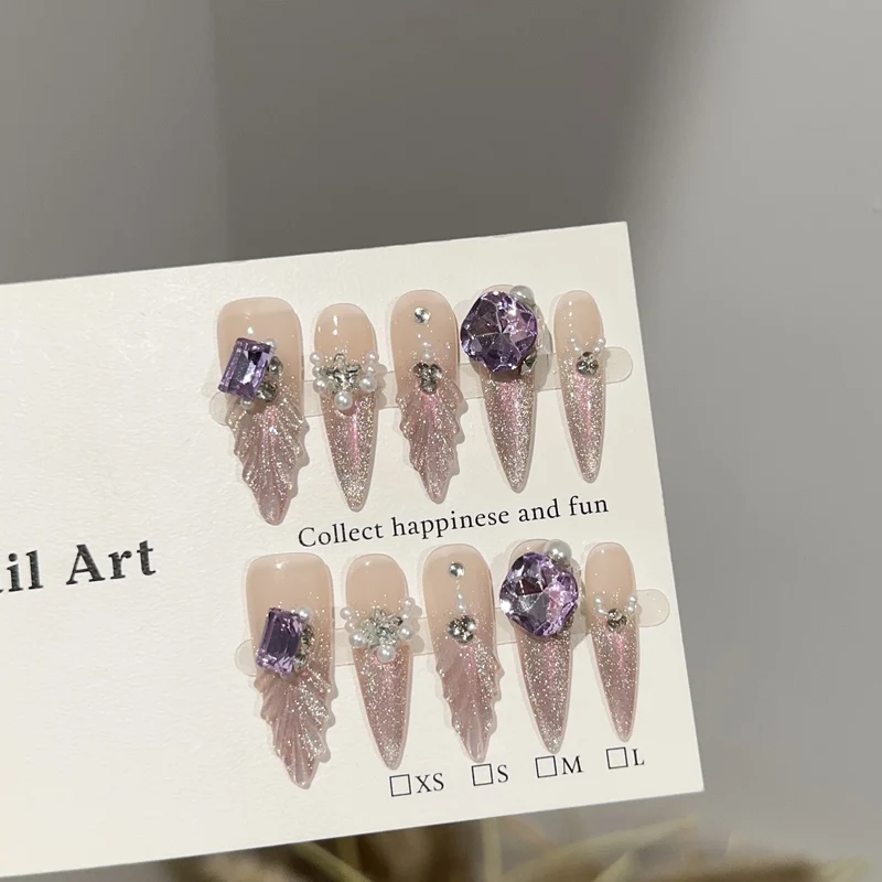 Glamourös Glitzerndes Press-On Nagelkunst Set