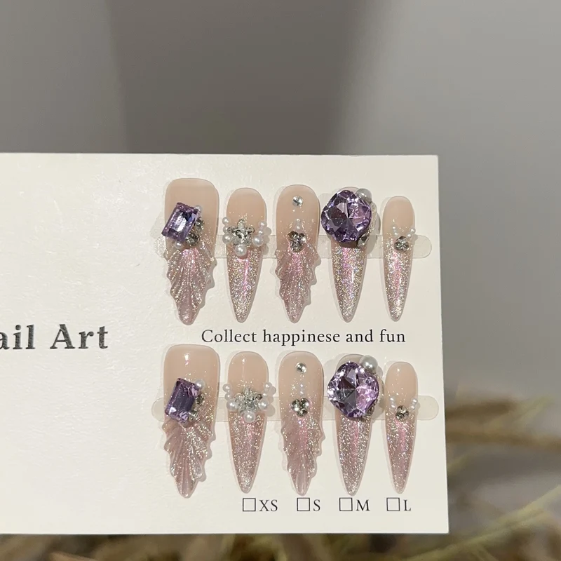 Glamourös Glitzerndes Press-On Nagelkunst Set
