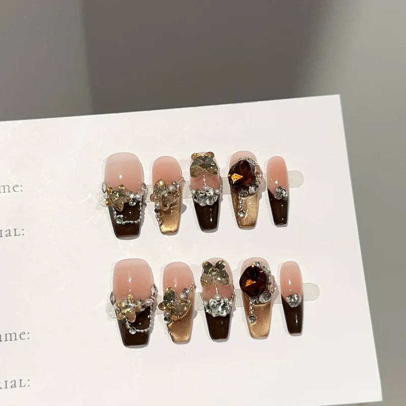 Glamourös Floral Verziert Press-On Nagelkunst Set