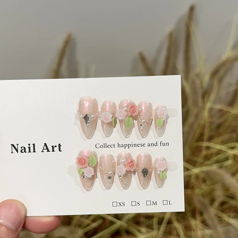 Blumen dekoratives Press-On Nagelkunstset
