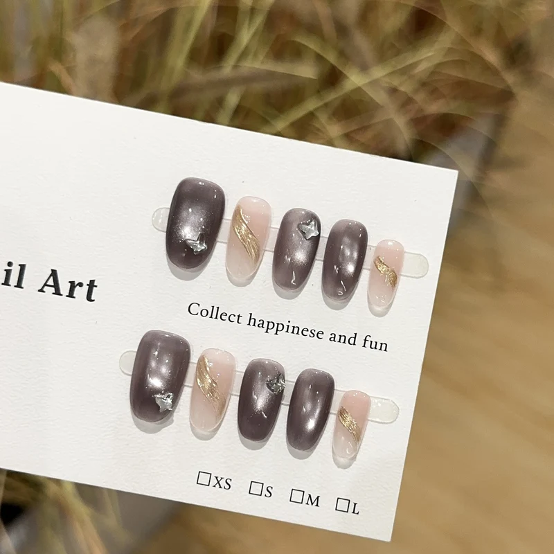 Elegantes Press-On Nagelset mit glitzernden Details