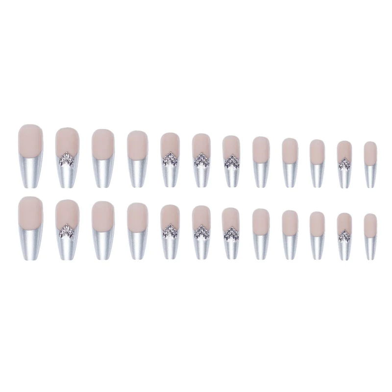 Elegante mit Rhinestones verzierte Stiletto Aufklebenägel