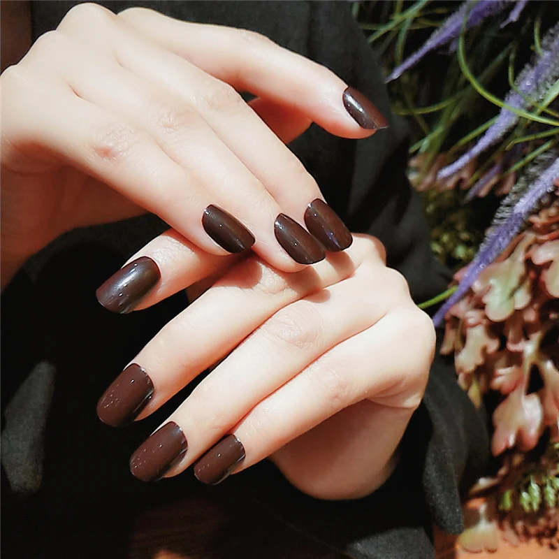 Elegante Glänzende Faux Press-On Nagelset