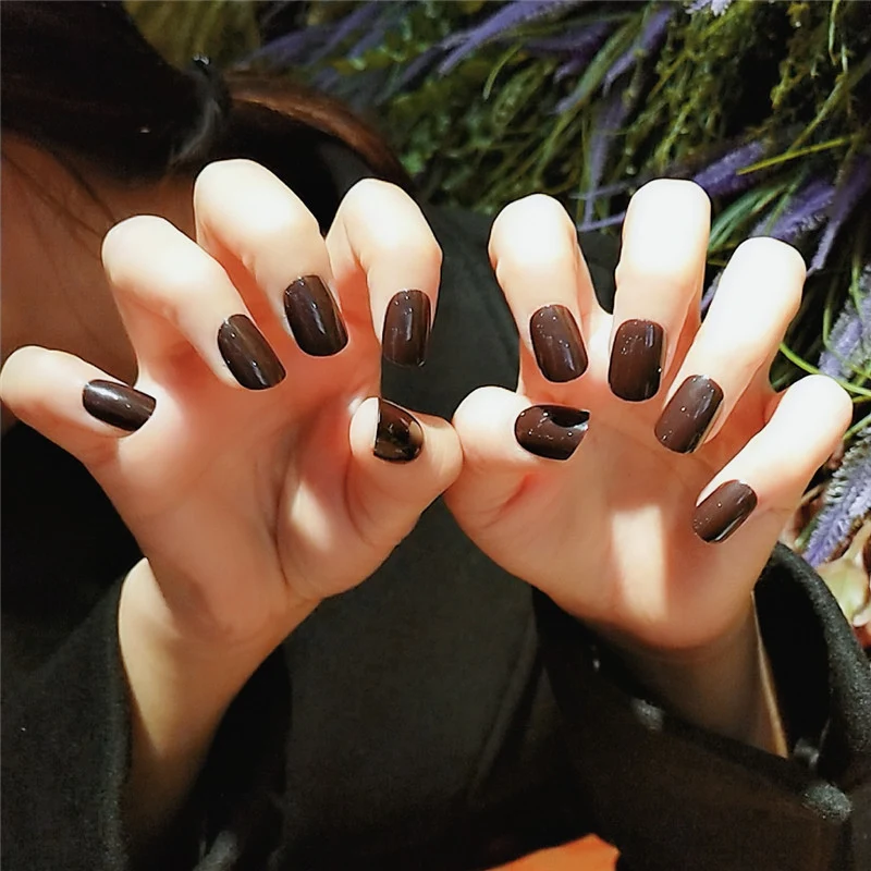 Elegante Glänzende Faux Press-On Nagelset