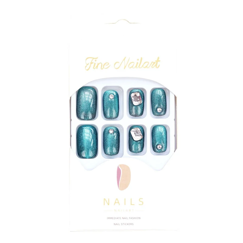 Glamouröse Ombre Press-On Nagelset mit Strass-Akzenten