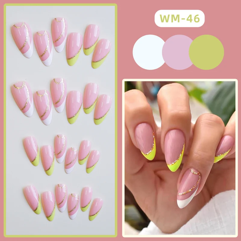 Glamouröse French Tip Press-On Nägel mit glitzernden Akzenten