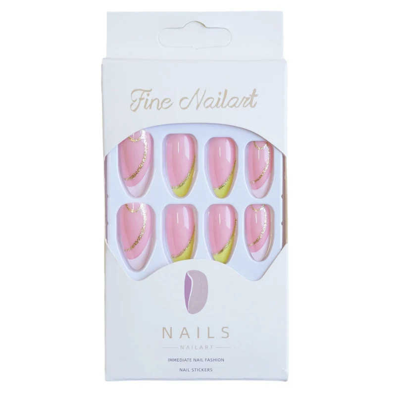 Glamouröse French Tip Press-On Nägel mit glitzernden Akzenten