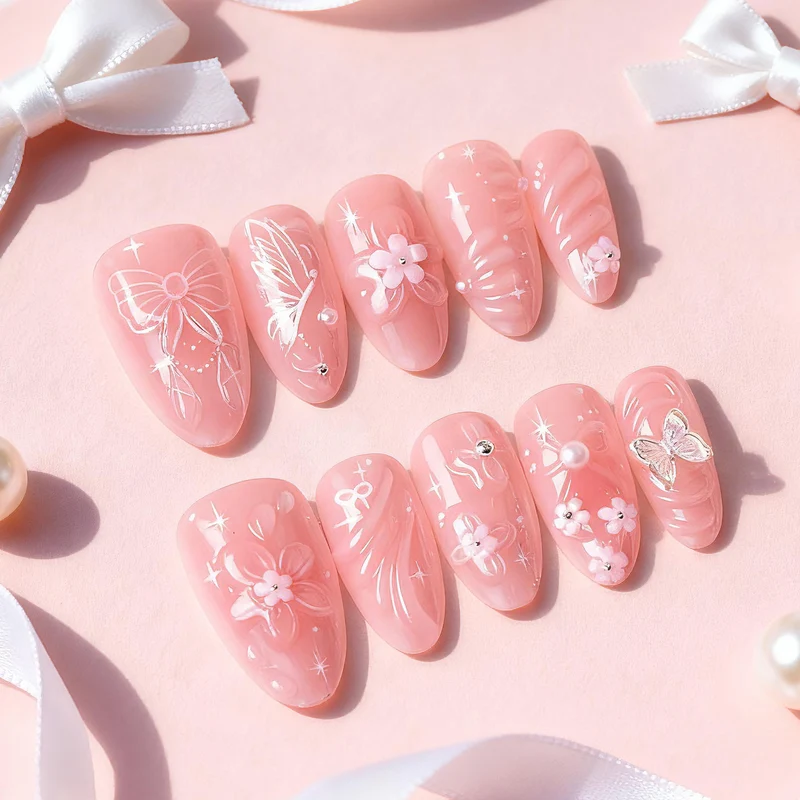 Floral Artistic Press-On Nail Set