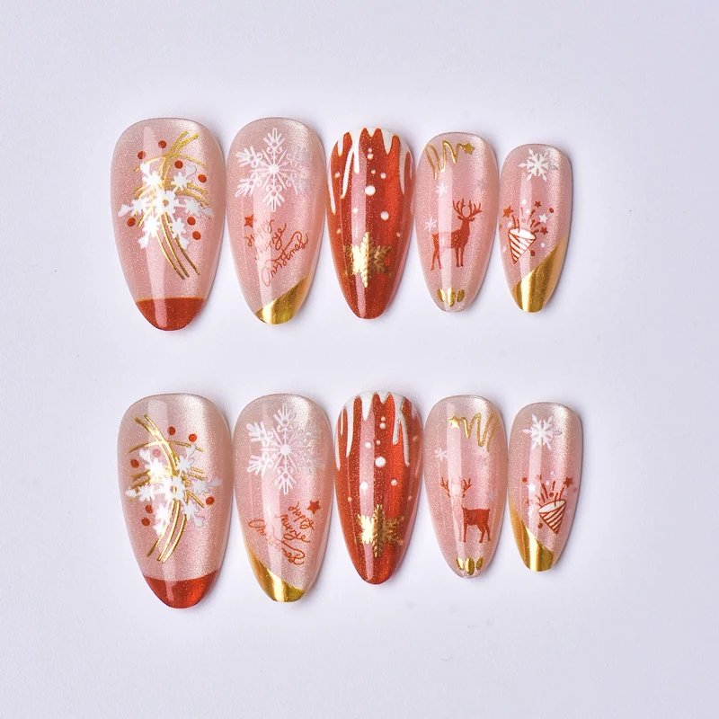Festliches Themen-Weihnachts-Press-On-Nagelkunst-Set