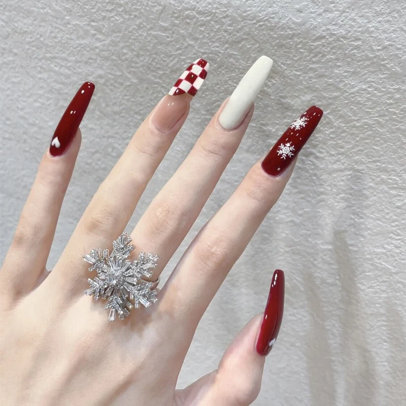 Festive Lange Stiletto Press-On Nagelkunst