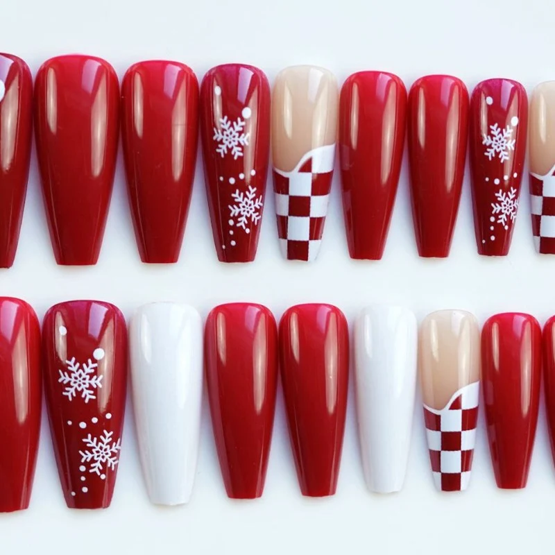 Festive Lange Stiletto Press-On Nagelkunst