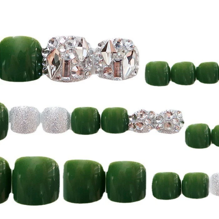 Dekoratives, mit Strass verziertes Press-On Zehennagel-Set 1790727289