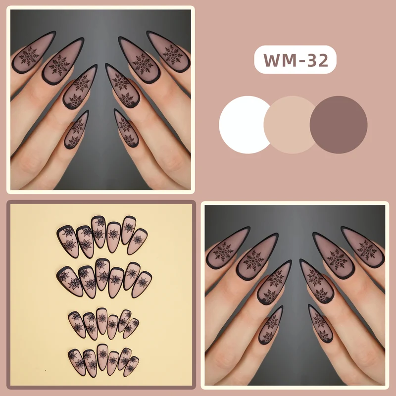 Künstlerische Matt-Press-On-Nagelkunst