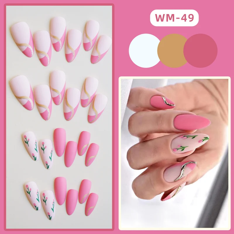 Künstlerisches Floral Press-On Nagelset 1790727149