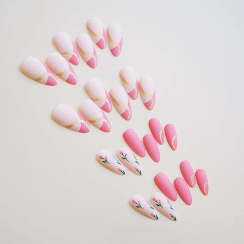 Künstlerisches Floral Press-On Nagelset 1790727149