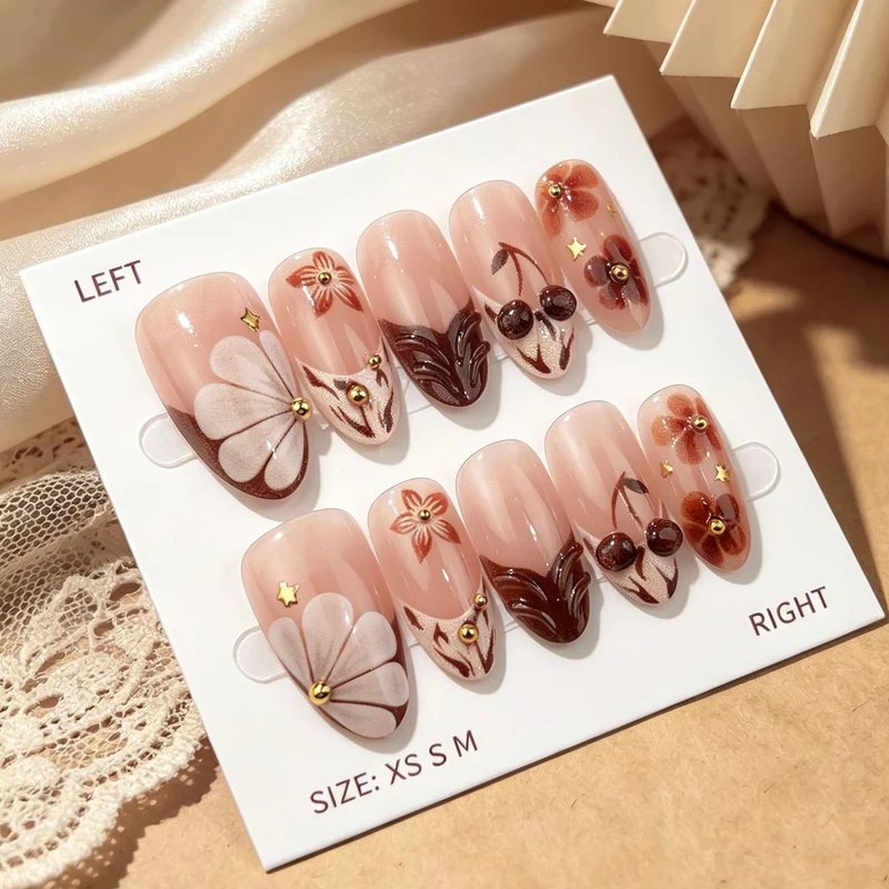 Künstlerisches Floral Design Press-On Nagelset