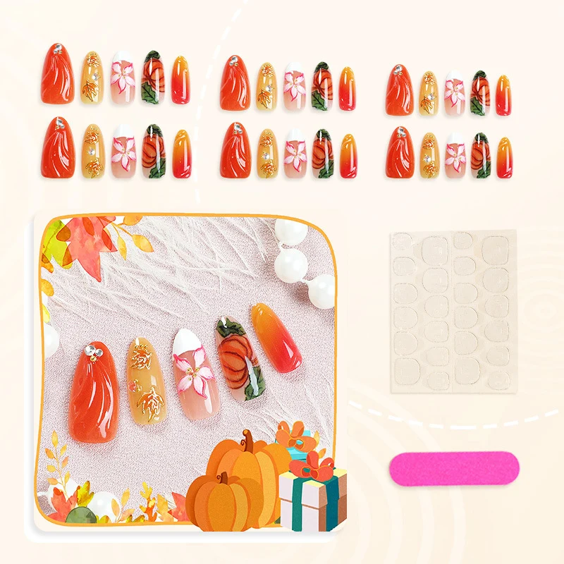 Künstlerisches herbstliches Press-On Nagelset
