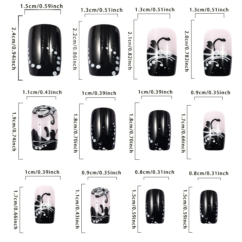 Künstlerisches dekoratives Press-On-Nagelset mit floralem und abstraktem Design