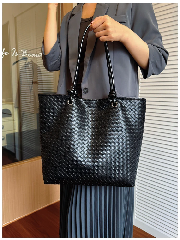 Woven Leather Tote Bag