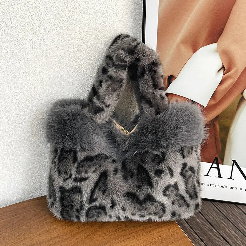 Luxus Kunstpelz Leoparddruck Handtasche