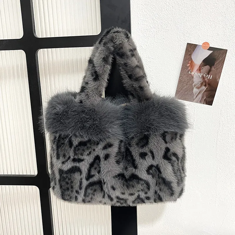 Luxus Kunstpelz Leoparddruck Handtasche