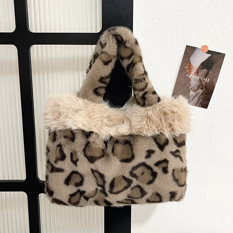 Luxus Kunstpelz Leoparddruck Handtasche