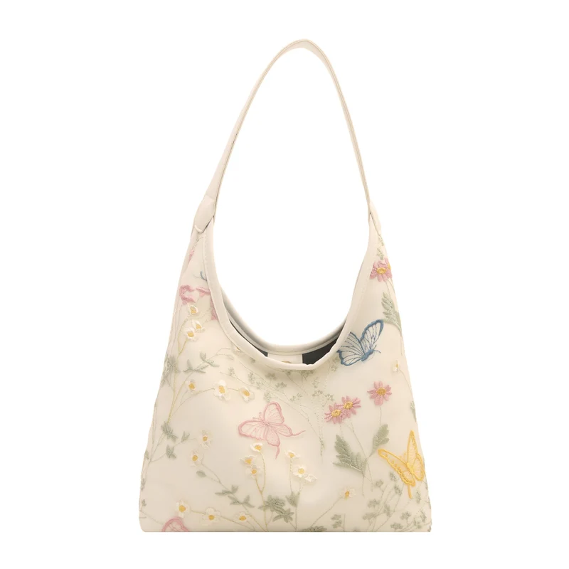 Künstlerisch bestickte Hobo-Tasche