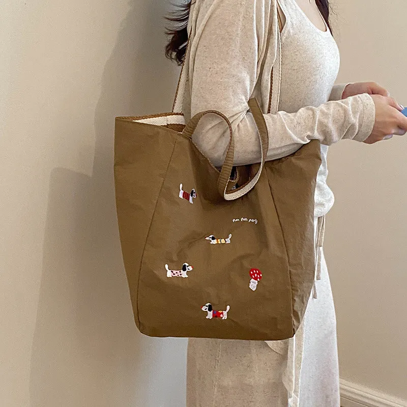Künstlerische Hund bestickte Tragetasche