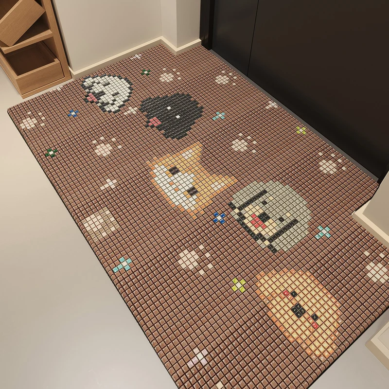 Verspielte Mosaik-Charakter-Türmatte
