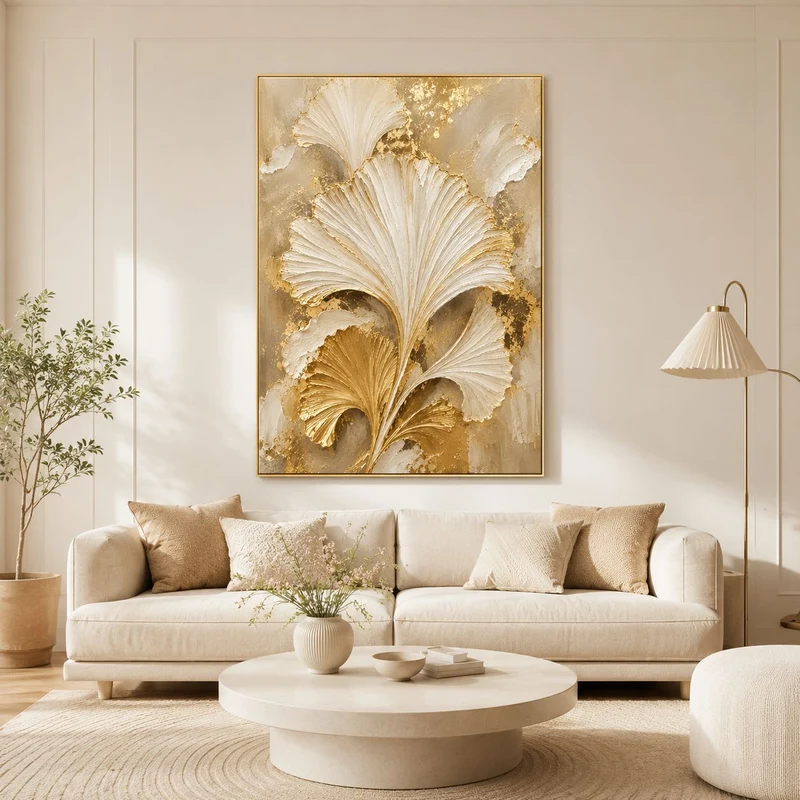 Texturiertes Ginkgo-Blatt-Leinwandkunst