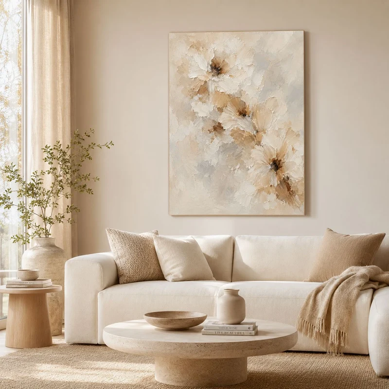 Texturierte florale Canvas-Wandkunst für Zuhause