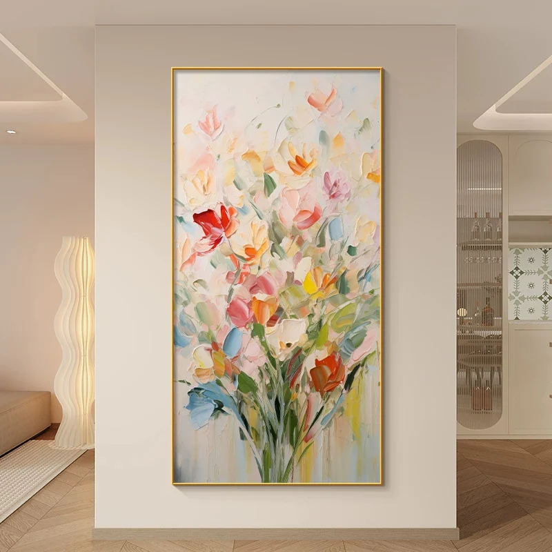 Künstlerisches strukturiertes florales Leinwandkunstwerk für Innenräume